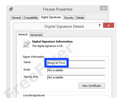 Screenshot of the Magical Find certificate